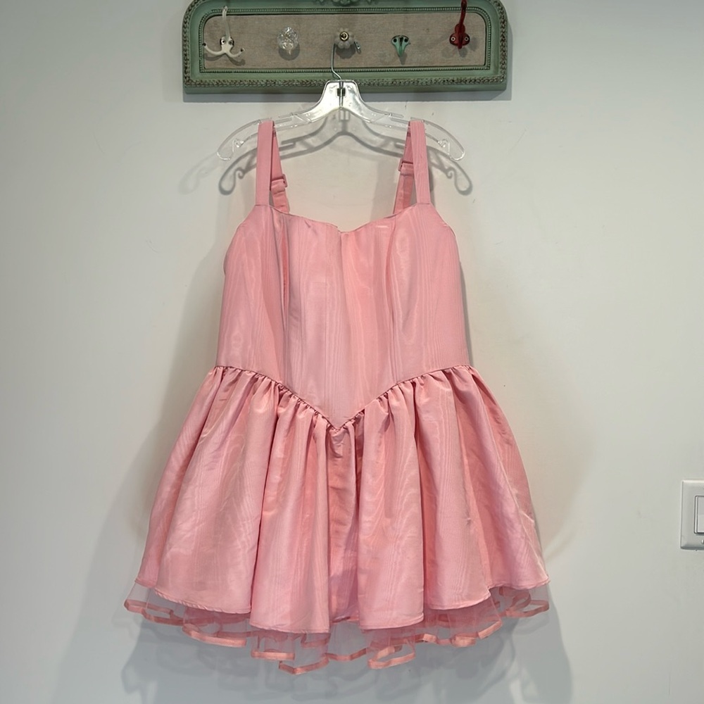 Plus size pretty in pink corset ballerina mini dress A Line with underskirt 3XL